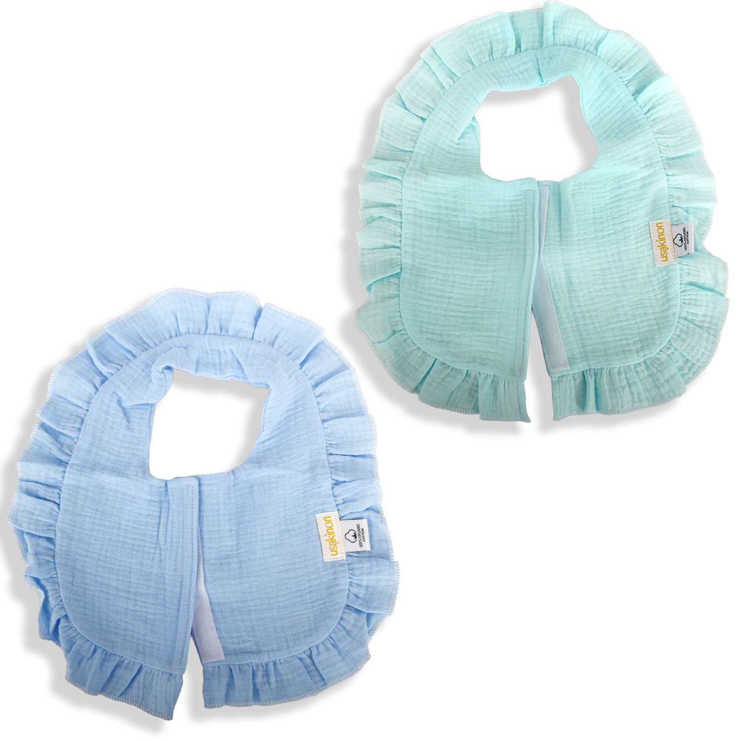 100% Organic Muslin Cotton Baby Bibs 2 Pack Front Closure CPC & COTS Safe image 9