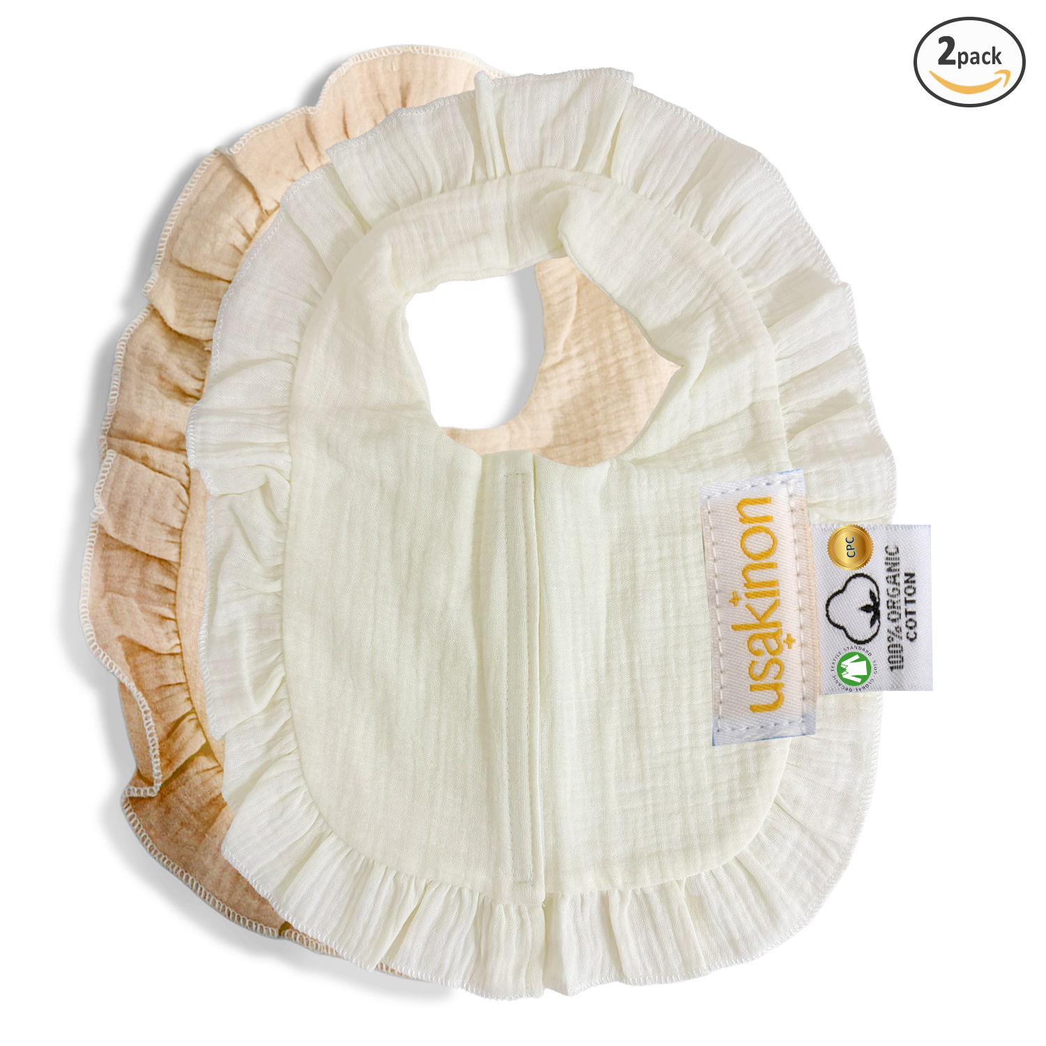 100% Organic Muslin Cotton Baby Bibs 2 Pack Front Closure CPC & COTS Safe image 14