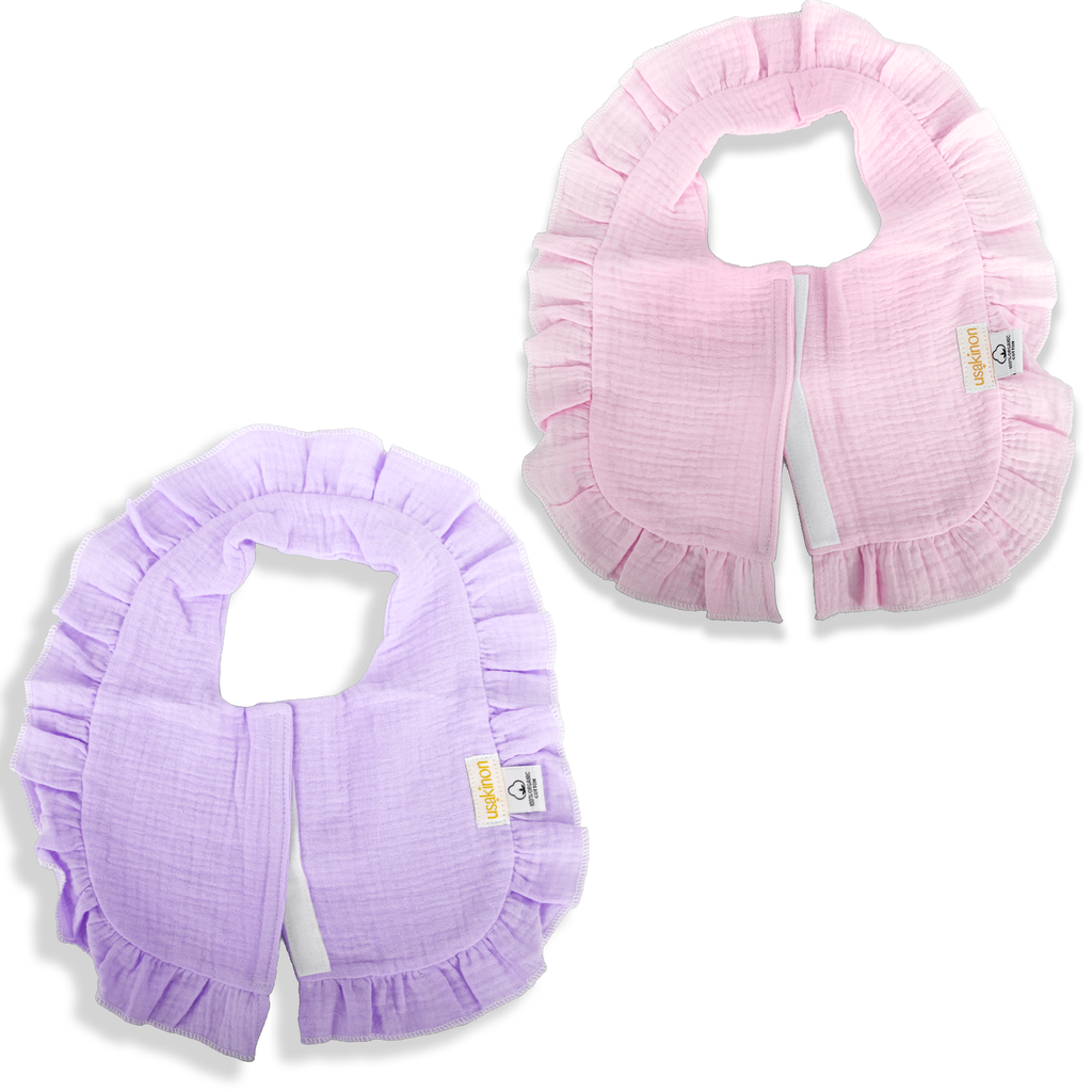 100% Organic Muslin Cotton Baby Bibs 2 Pack Front Closure CPC & COTS Safe image 0