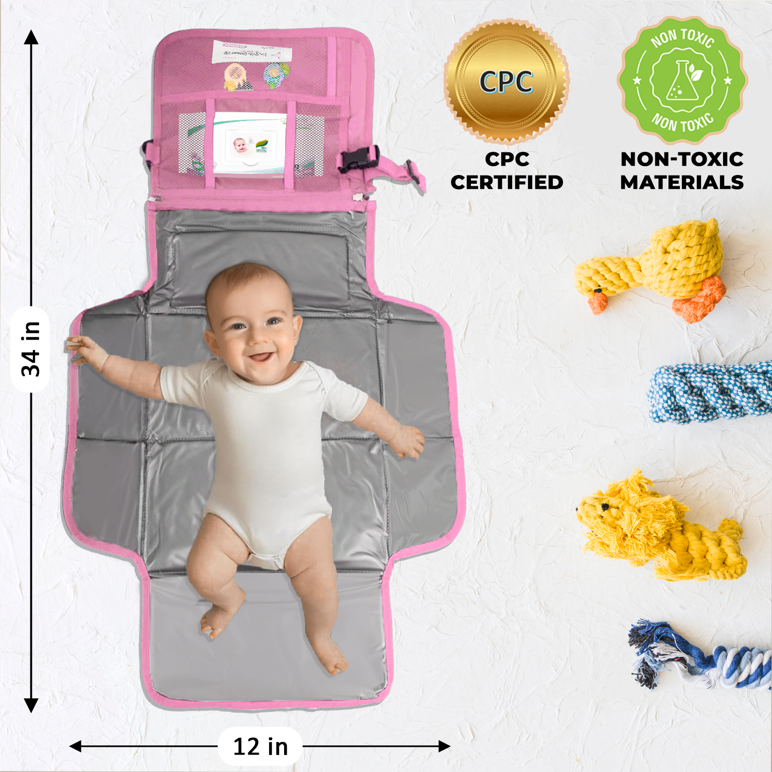 Portable Diaper Changing Pad - Newborn Essentials, CPC Certified, Trav image 4