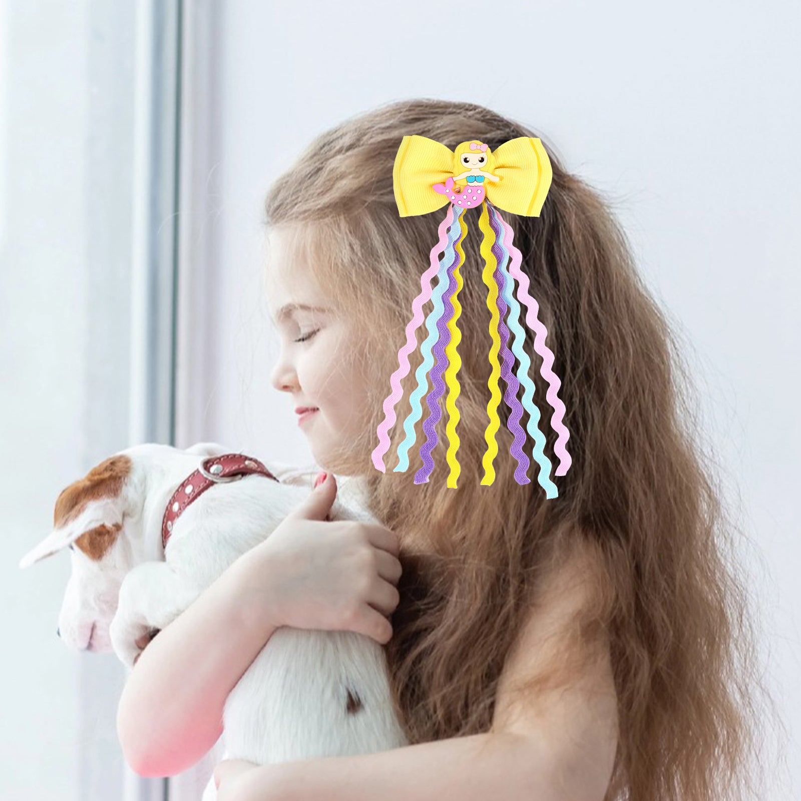 2pcs 2.75" Mermaid Bows Ribbon Hair Tie with Elastic Rubber Bands image 6