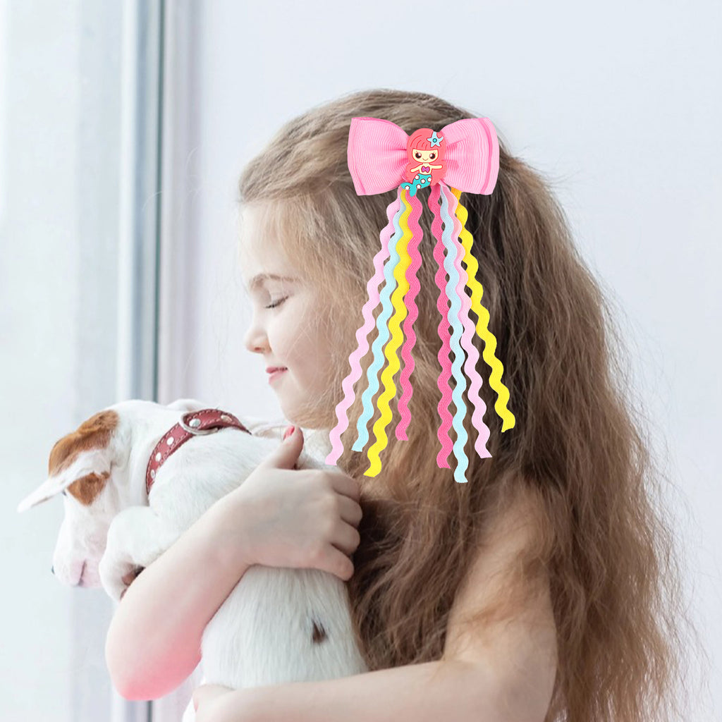 2pcs 2.75" Mermaid Bows Ribbon Hair Tie with Elastic Rubber Bands image 11