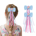 2pcs 2.75' Mermaid Hair Clip Bows with Wavy Streamers for Girls, Kids image 0
